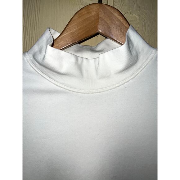 Lands' End Top Mock Neck Womens 1X Pima 100% Cotton Supima Cream Base Layer - Picture 5 of 7